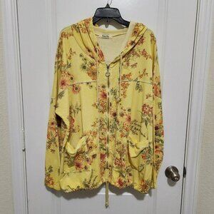 Helga Mae Women's One Size Silver Lining Elsa Floral Full Zip Lightweight Yellow